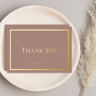 Simple Elegant Minimalist Wedding Thank You Foil Holiday Card