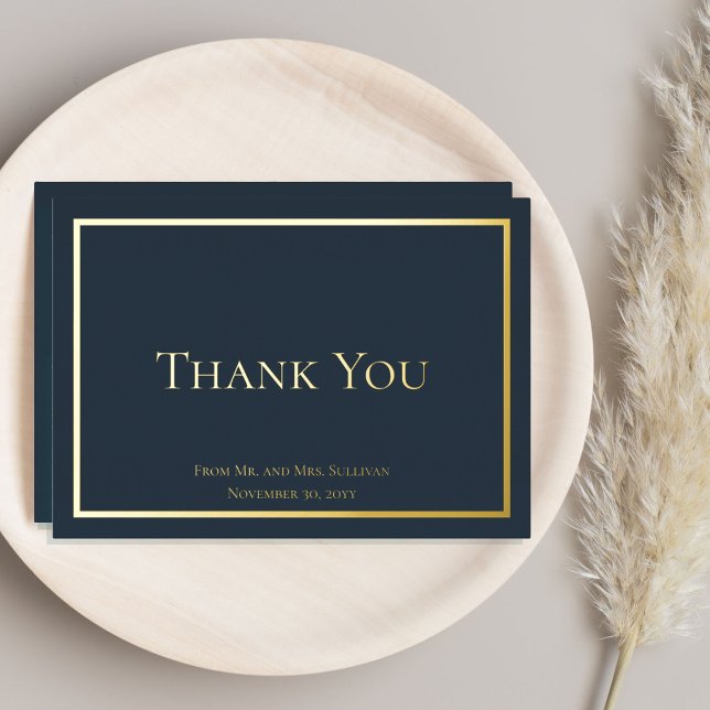 Simple Elegant Minimalist Wedding Thank You Foil Holiday Card (Creator Uploaded)