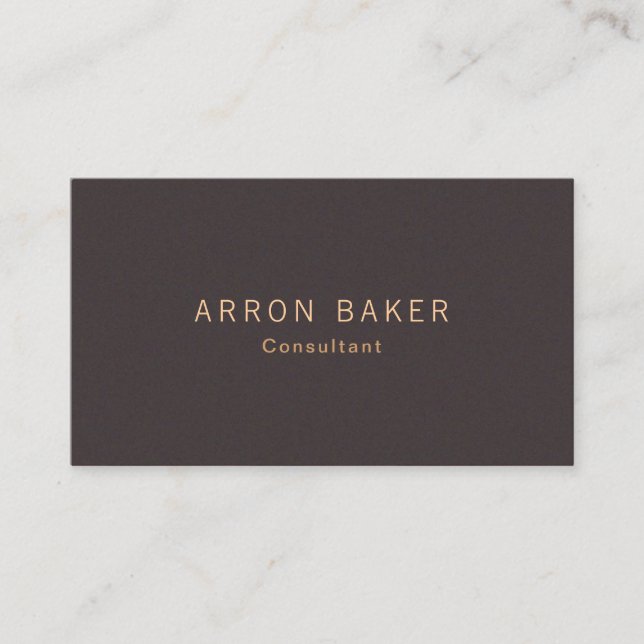 Simple Elegant Minimalistic Solid Brown Suede Look Business Card (Front)