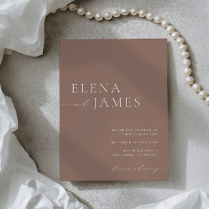 Simple Elegant Mocha & Ivory Wedding Invitation