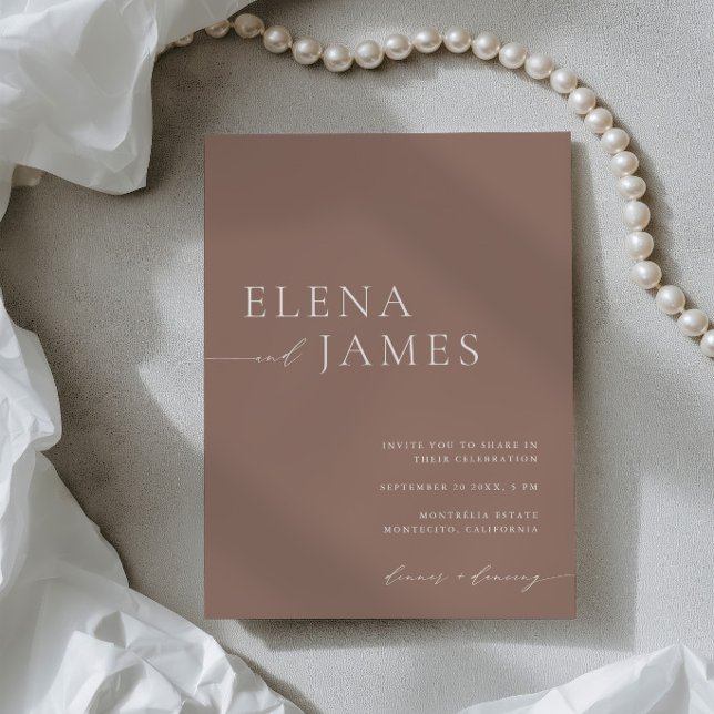 Simple Elegant Mocha & Ivory Wedding Invitation (Modern Neutral Mocha & Ivory Wedding Invitation)