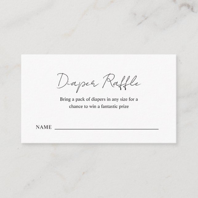 Simple Elegant Modern Baby Shower Diaper Raffle Enclosure Card (Front)