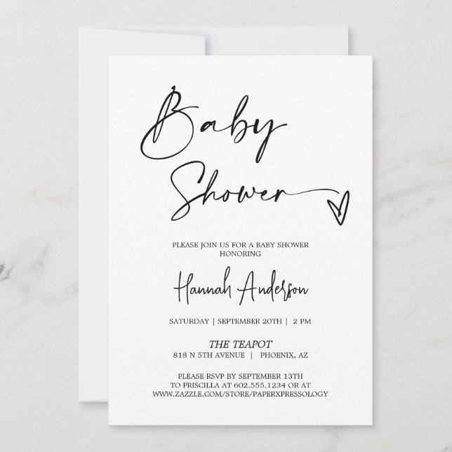 Simple Elegant Modern Baby Shower QR Code Photo Invitation (Front)