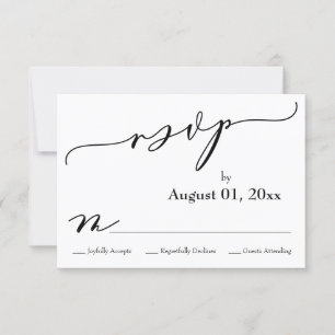 Simple, Elegant, Modern Black and White RSVP Card