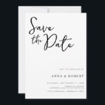 Simple Elegant Modern Black and White Wedding Save The Date<br><div class="desc">A simple elegant save the date card. Personalise this modern minimalist black and white design to have your personal details and message.</div>
