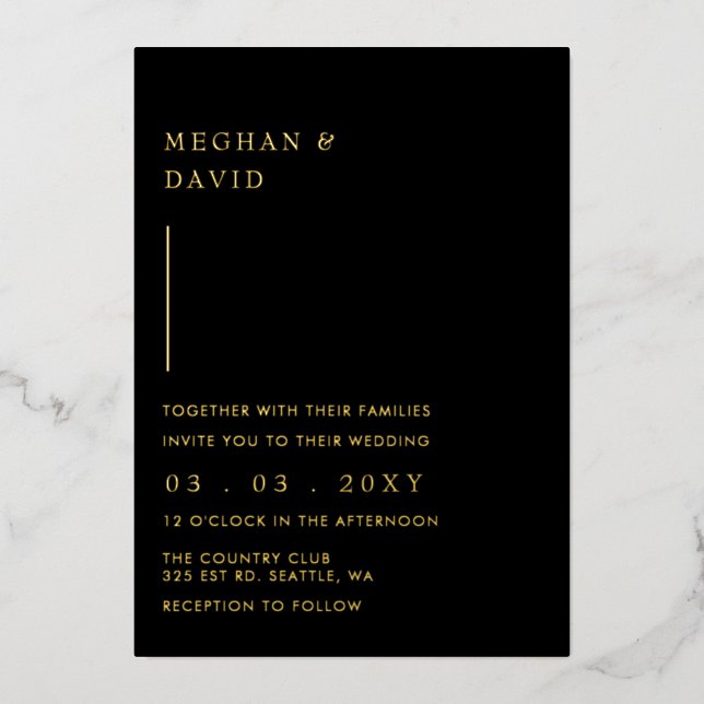 Simple Elegant Modern Black Wedding  (Front)