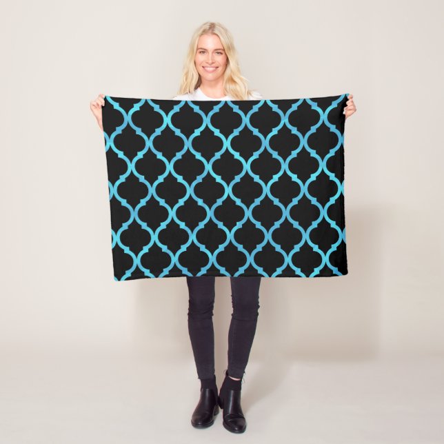 Simple Elegant Modern Blue Moroccan Pattern | Fleece Blanket (In Situ)