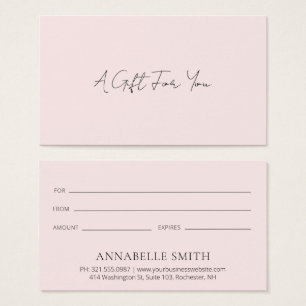 Simple Elegant Modern Blush Pink Gift Certificate