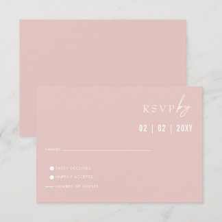  Simple Elegant Modern Blush Wedding  RSVP Card