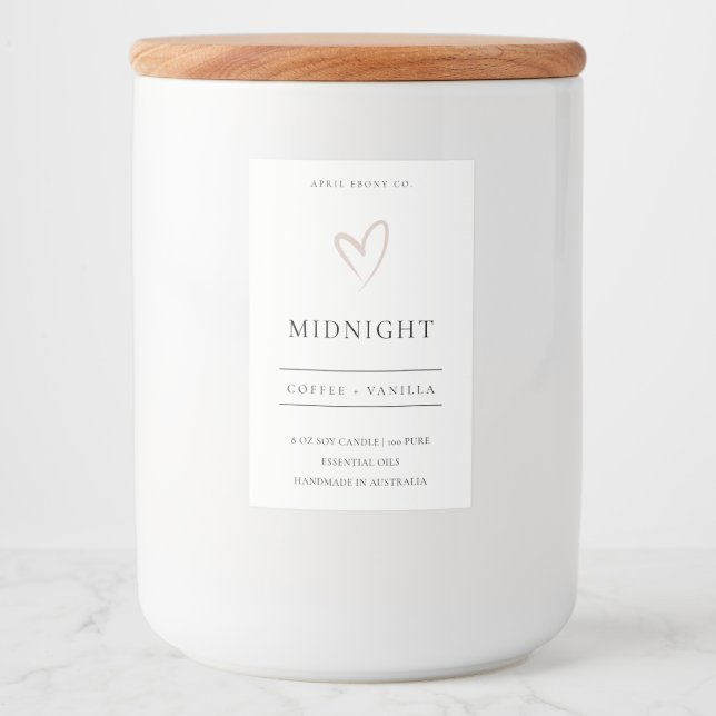 SIMPLE ELEGANT MODERN BLUSH WHITE HEART CANDLE FOOD LABEL (Front)