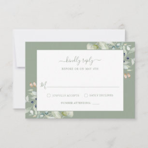 Simple Elegant Modern Botanical RSVP Card