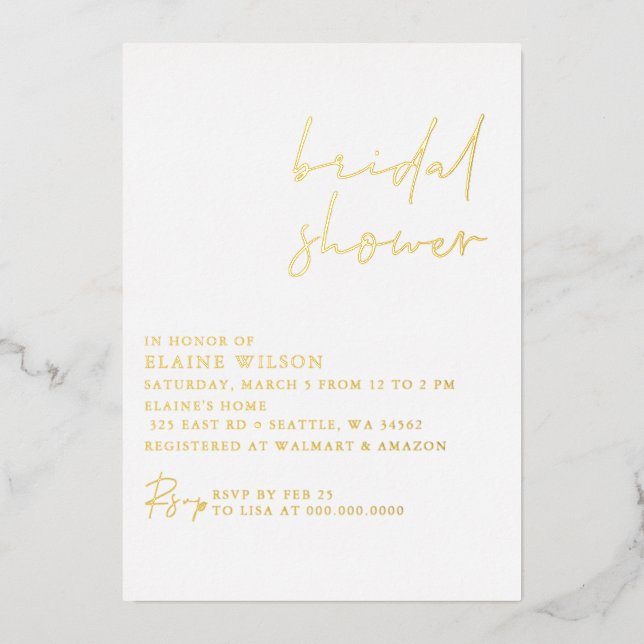 Simple Elegant Modern Bridal Shower  (Front)