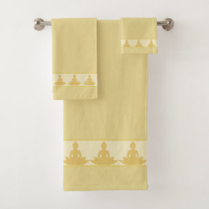 Simple, Elegant, Modern Buddha on Golden Beige Bath Towel Set