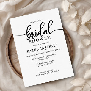 Simple Elegant Modern Calligraphy Bridal Shower Invitation