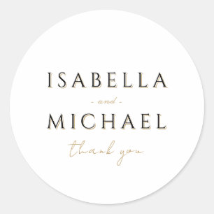 Simple Elegant Modern Classy Luxury Wedding Favour Classic Round Sticker