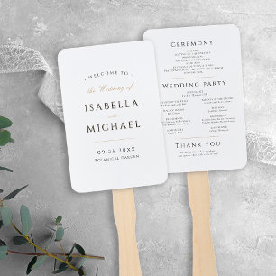 Simple Elegant Modern Classy Wedding Program Hand Fan