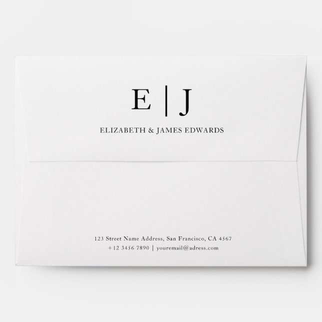 Simple Elegant Modern Couple Monogram Personalised Envelope (Back (Top Flap))