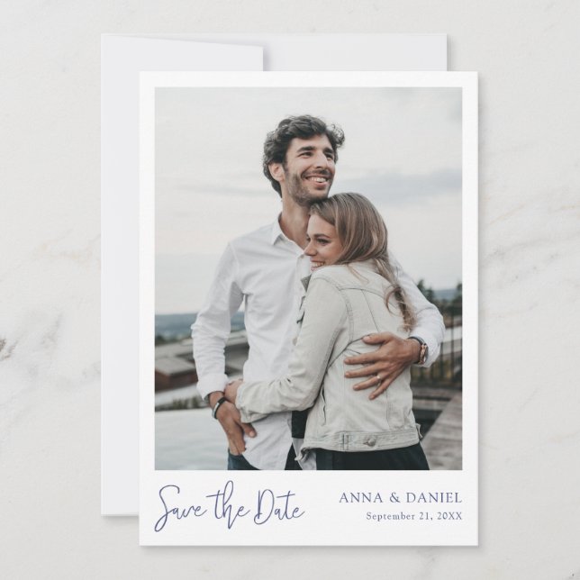 Simple Elegant Modern Custom Save the Date Photo Invitation (Front)