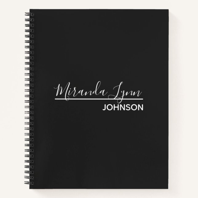Simple Elegant Modern Dark Grey Personalised Notebook (Front)
