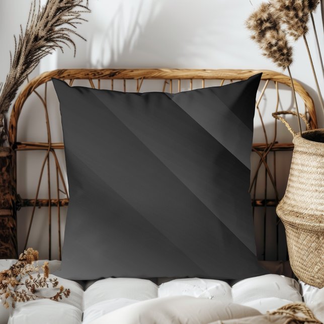 Simple Elegant Modern Diagonal Stripes Black Cushion (Creator Uploaded)