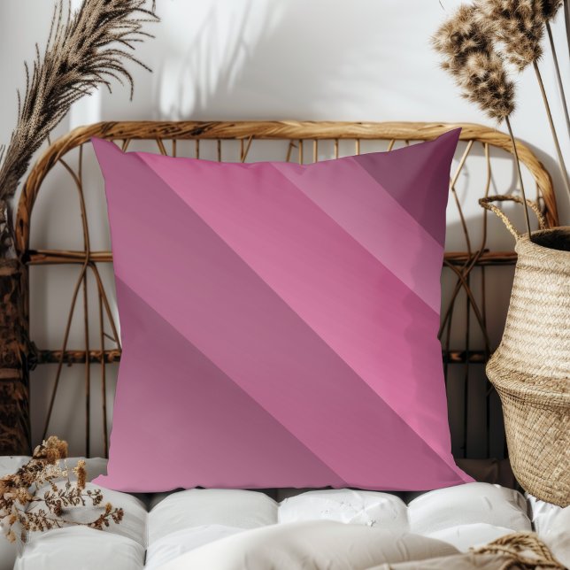 Simple Elegant Modern Diagonal Stripes Dark Pink Cushion (Creator Uploaded)