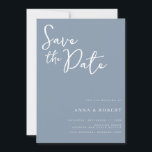 Simple Elegant Modern Dusty Blue Wedding Save The Date<br><div class="desc">A simple elegant save the date card. Personalise this modern minimalist dusty blue and white design to have your personal details and message.</div>