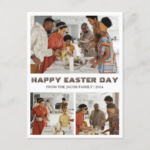 Simple elegant modern Easter, family three photo Holiday Postcard