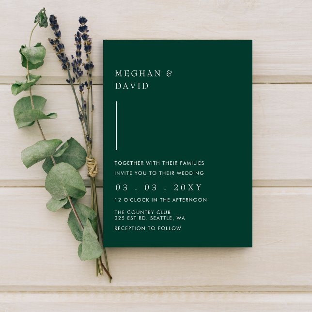 Simple Elegant Modern Emerald Green Wedding   Invitation (Creator Uploaded)