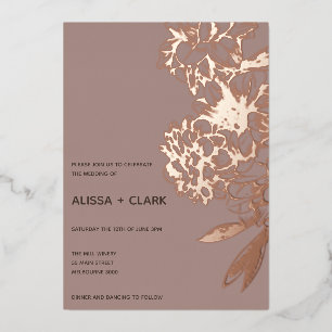 Simple Elegant Modern Floral Wedding Foil Invitat