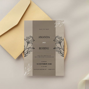 Simple Elegant Modern Flower Wedding Invitation