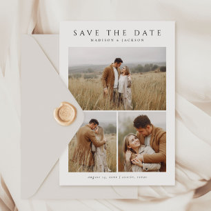 Simple Elegant Modern Four Photo Save The Date