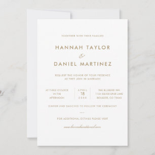 Simple Elegant Modern Gold Custom Wedding Invitation