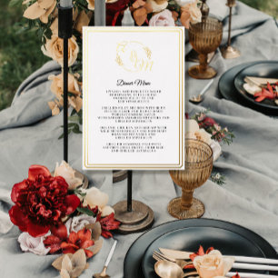 Simple Elegant Modern Gold Foil Dinner Menu