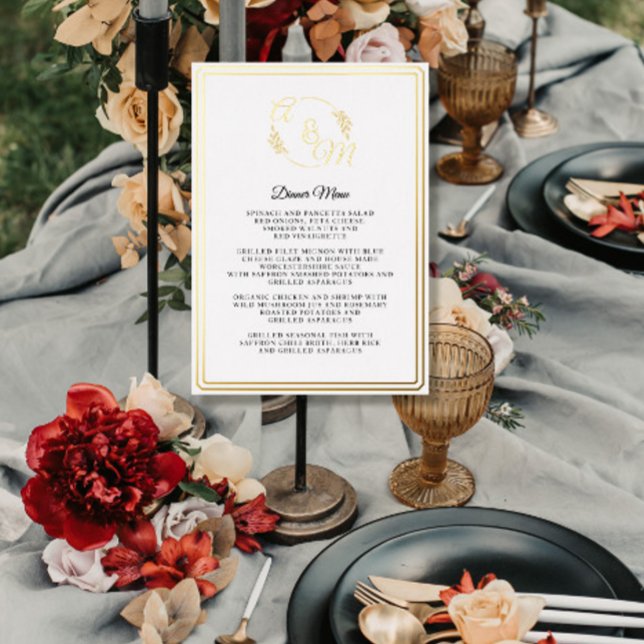 Simple Elegant Modern Gold Foil Dinner Menu (Creator Uploaded)