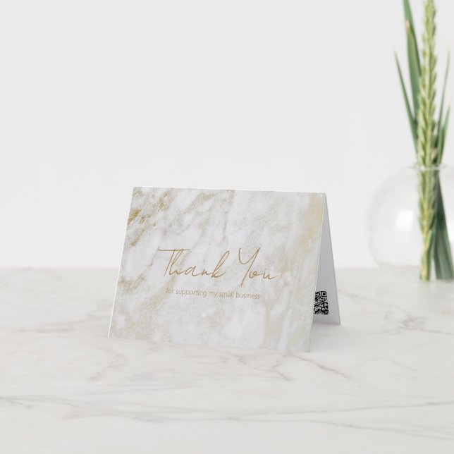 Simple Elegant Modern Gold Marble Business Thank You Card (Front)