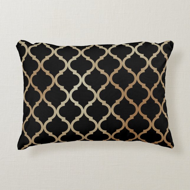 Simple Elegant Modern Gold Moroccan Pattern | Decorative Cushion (Front)