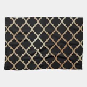 Simple Elegant Modern Gold Moroccan Pattern Tea Towel