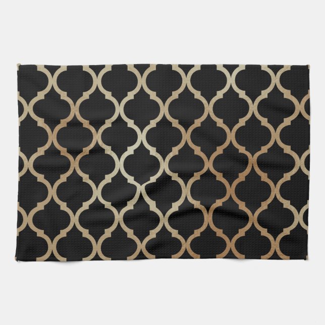 Simple Elegant Modern Gold Moroccan Pattern | Tea Towel (Horizontal)