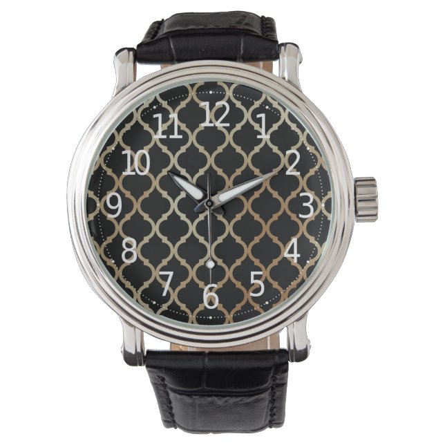 Simple Elegant Modern Gold Moroccan Pattern | Watch (Front)