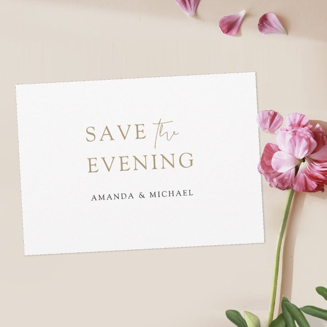 Simple Elegant Modern Gold Save the Evening Date (Creator Uploaded)