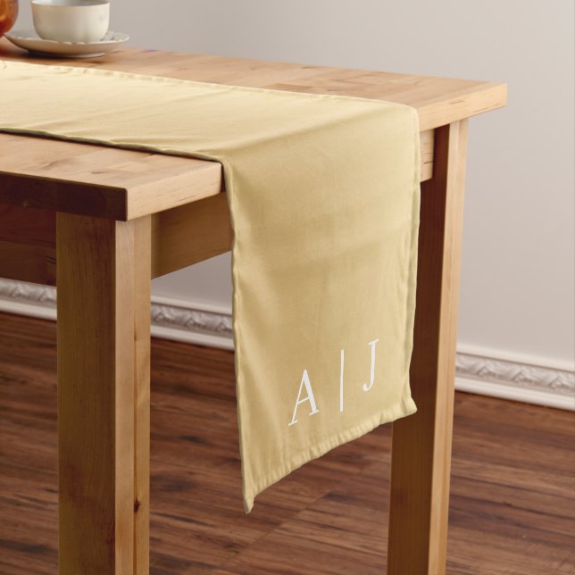 Simple Elegant Modern Golden Monogram Wedding  Medium Table Runner (In Situ)