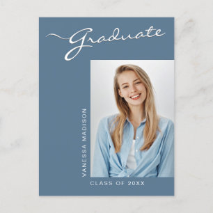 Simple Elegant Modern Grad Photo Announcement Postcard