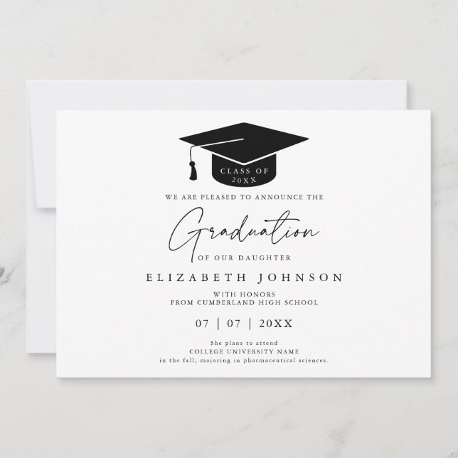 Simple Elegant Modern Graduation Announcement (Front)