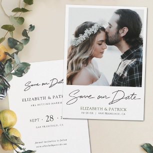Simple Elegant Modern Green Photo Save the Date