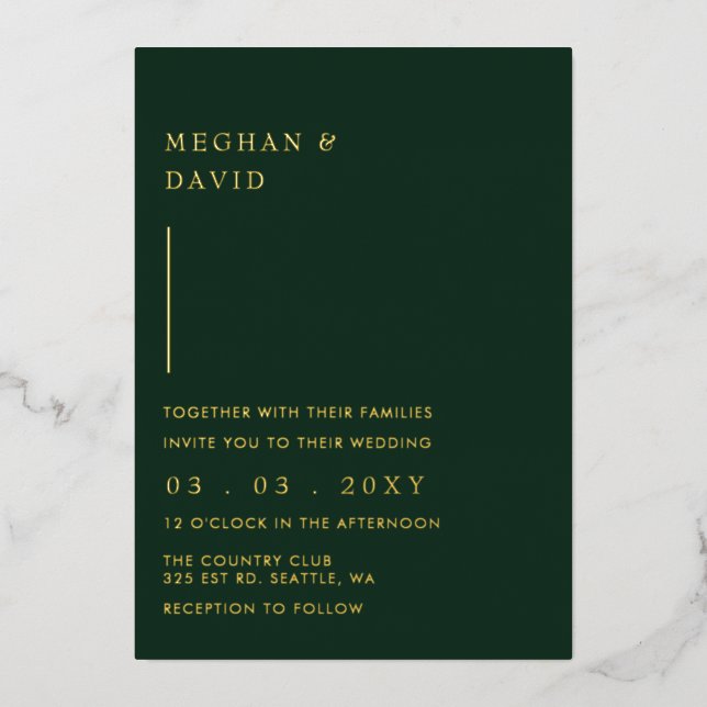 Simple Elegant Modern Green Wedding   (Front)