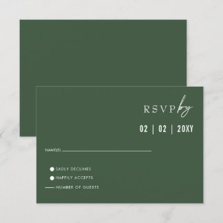 Simple Elegant Modern Green Wedding   RSVP Card