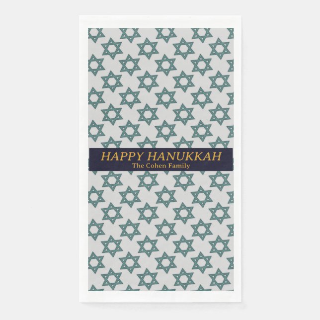 Simple Elegant Modern Hanukkah family Photo Napkin (Front)
