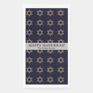Simple Elegant Modern Hanukkah family Photo Napkin