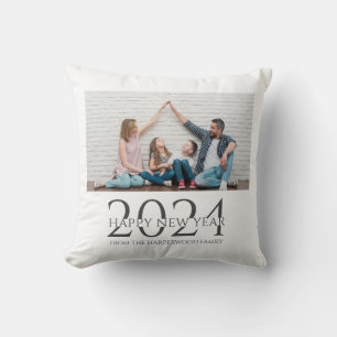 Simple Elegant Modern Happy New Year One Photo Cushion