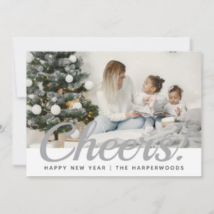 Simple Elegant Modern Happy New Year One Photo Holiday Card